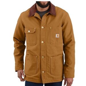 Carhartt Men's Tan Field Jacket with Brown Collar
